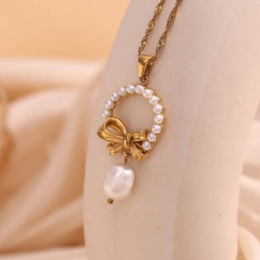 Wholesale Jewelry Lady Bow Knot 304 Stainless Steel Plating Bowknot Earrings Necklace display picture 6