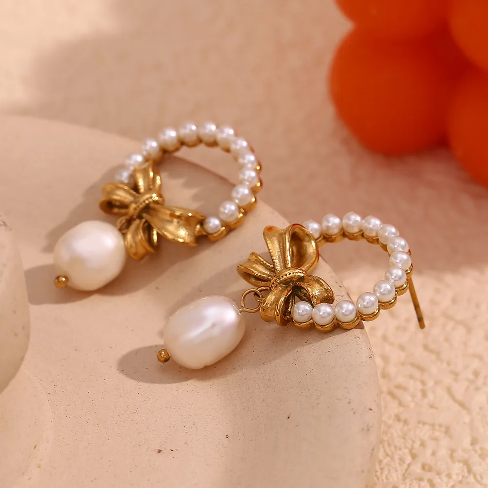 Wholesale Jewelry Lady Bow Knot 304 Stainless Steel Plating Bowknot Earrings Necklace display picture 7
