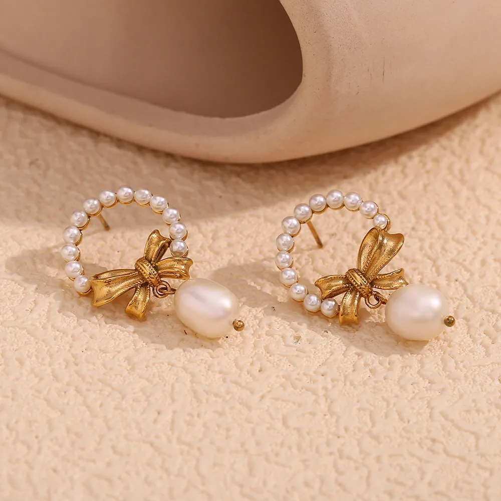 Wholesale Jewelry Lady Bow Knot 304 Stainless Steel Plating Bowknot Earrings Necklace display picture 8