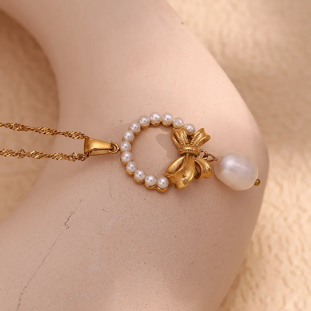 Wholesale Jewelry Lady Bow Knot 304 Stainless Steel Plating Bowknot Earrings Necklace display picture 9