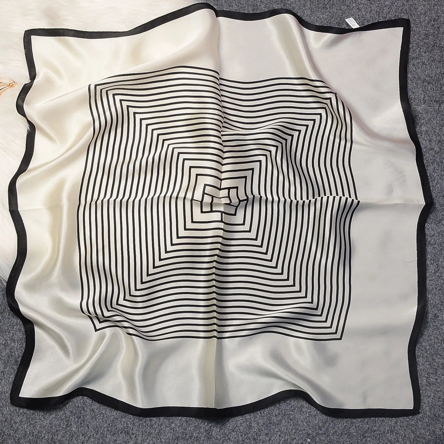 Silk Scarf Women's Spring Fashion Striped  Silk Scarf  70 Square Scarf Advanced Sunscreen Scarf Wholesale display picture 9