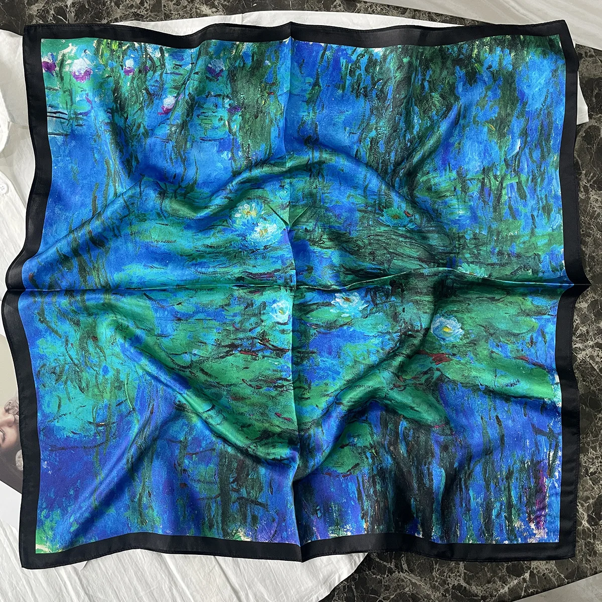 Silk Scarf Women's Spring Fashion Striped  Silk Scarf  70 Square Scarf Advanced Sunscreen Scarf Wholesale display picture 33