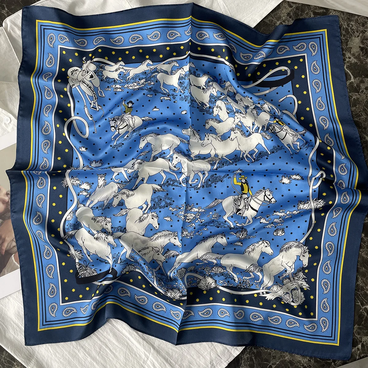 Silk Scarf Women's Spring Fashion Striped  Silk Scarf  70 Square Scarf Advanced Sunscreen Scarf Wholesale display picture 39