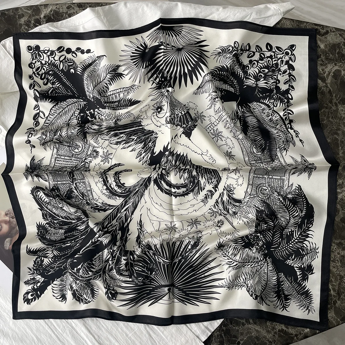 Silk Scarf Women's Spring Fashion Striped  Silk Scarf  70 Square Scarf Advanced Sunscreen Scarf Wholesale display picture 44