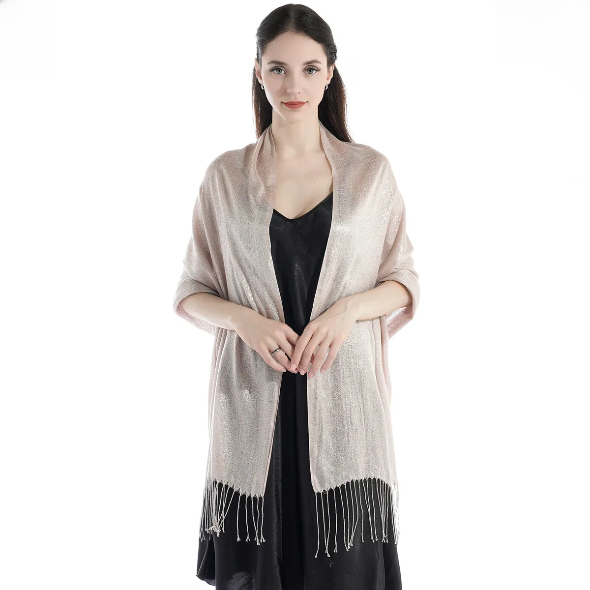 Exclusive For New   Women's Shawl Autumn And Summer Women Tassel Silver Silk Ball Dinner Party Scarf display picture 11