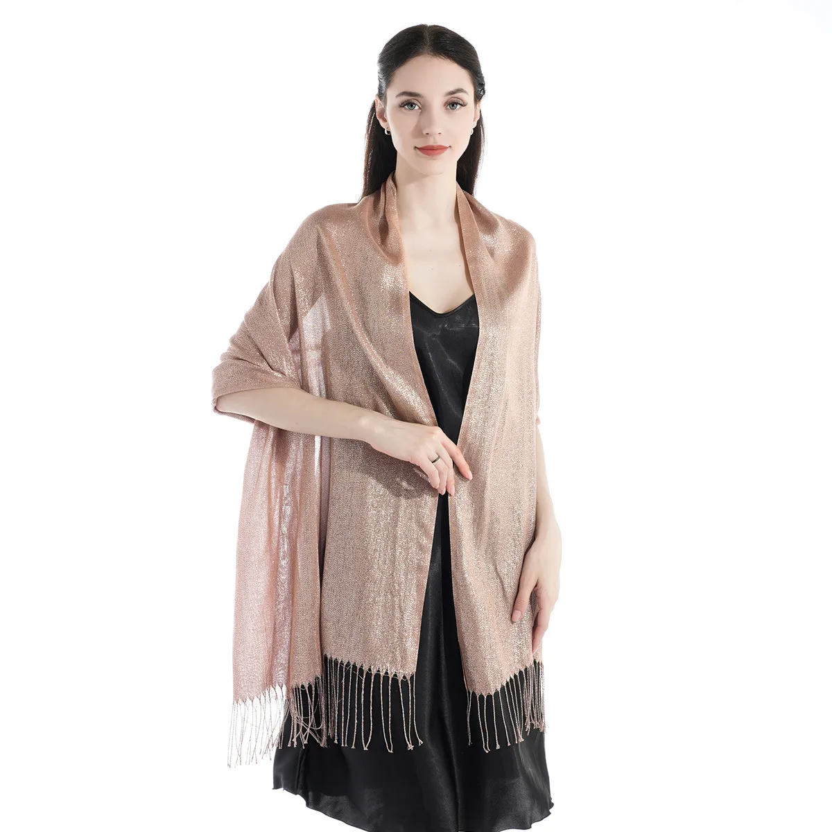 Exclusive For New   Women's Shawl Autumn And Summer Women Tassel Silver Silk Ball Dinner Party Scarf display picture 13