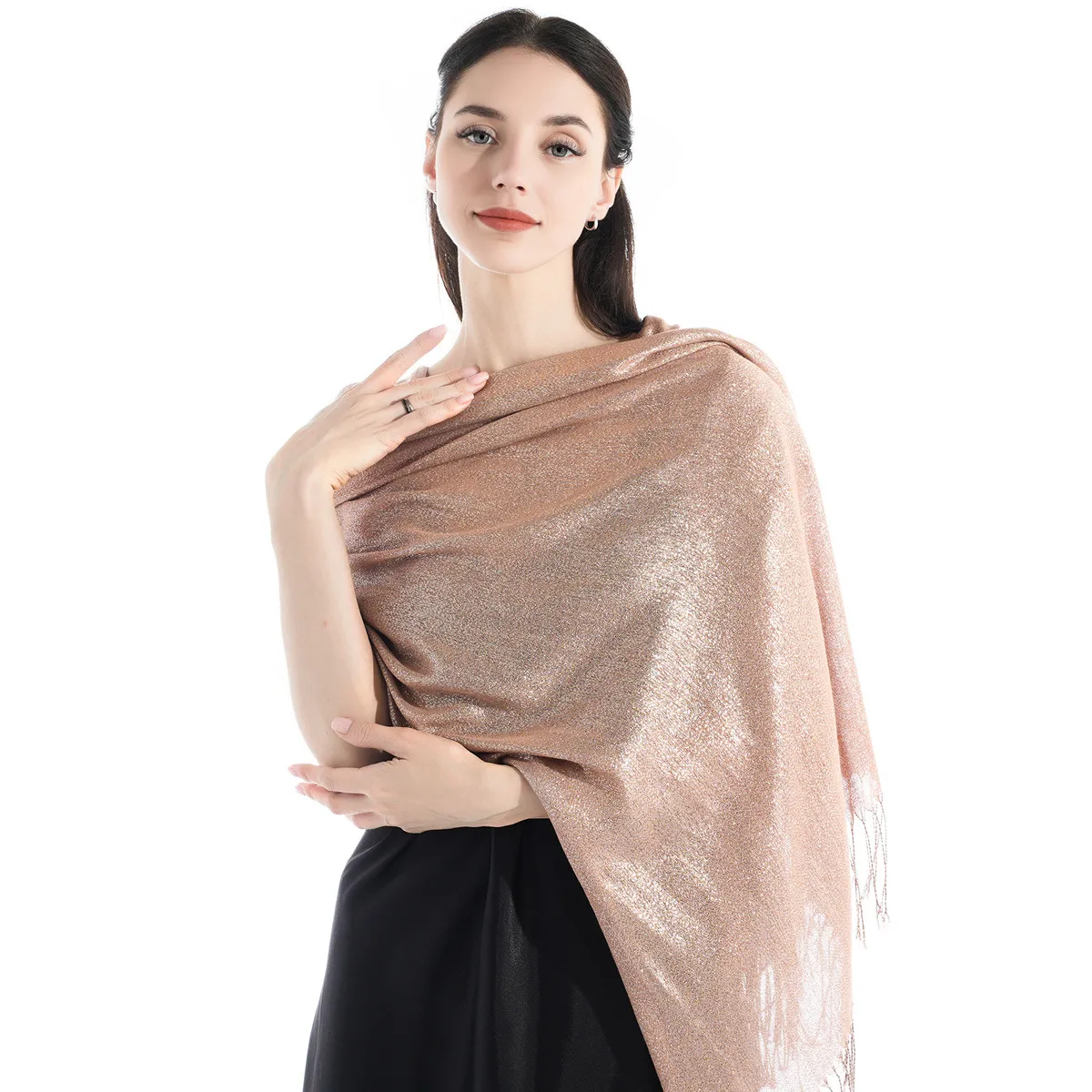 Exclusive For New   Women's Shawl Autumn And Summer Women Tassel Silver Silk Ball Dinner Party Scarf display picture 15