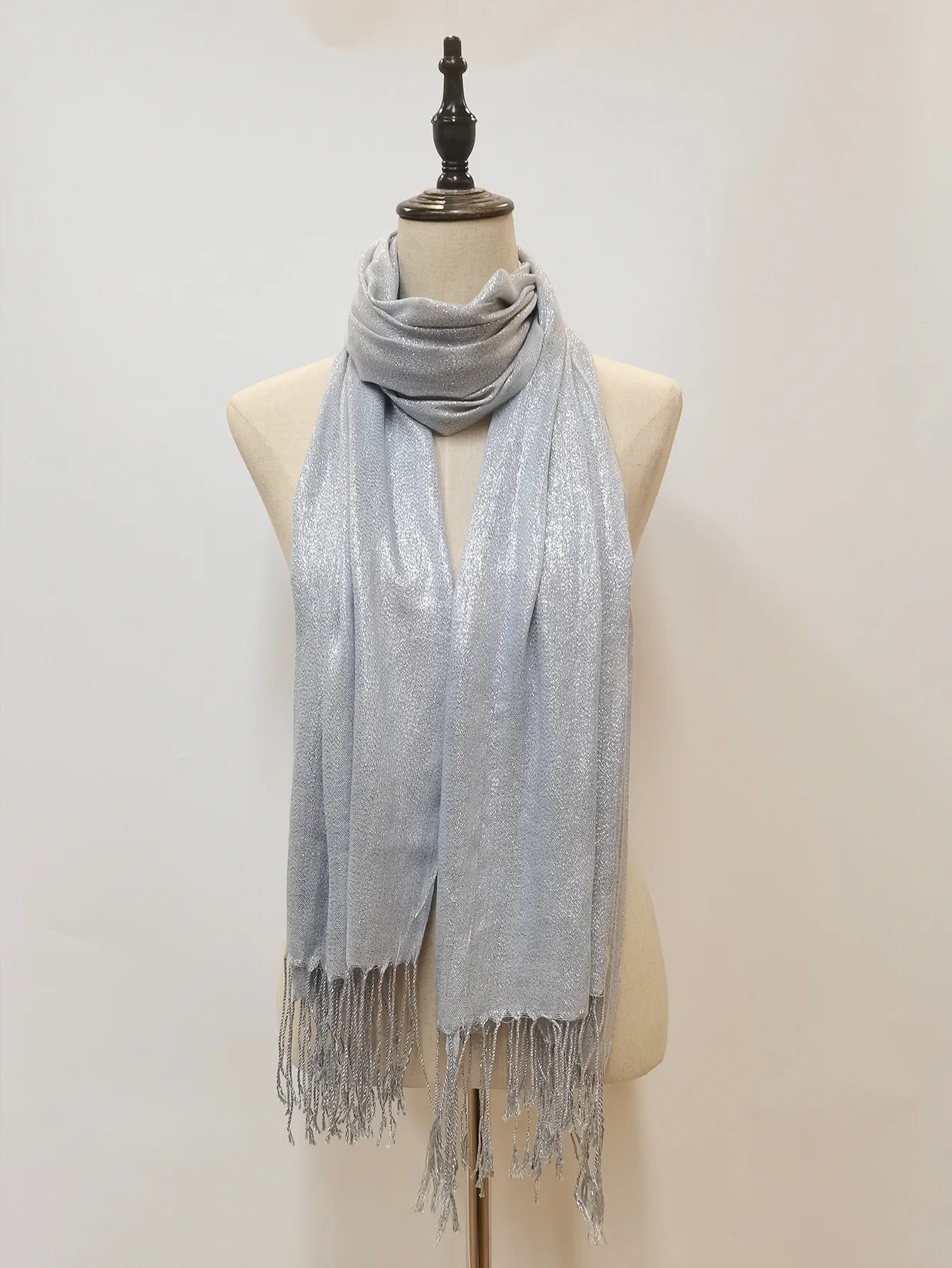 Exclusive For New   Women's Shawl Autumn And Summer Women Tassel Silver Silk Ball Dinner Party Scarf display picture 22