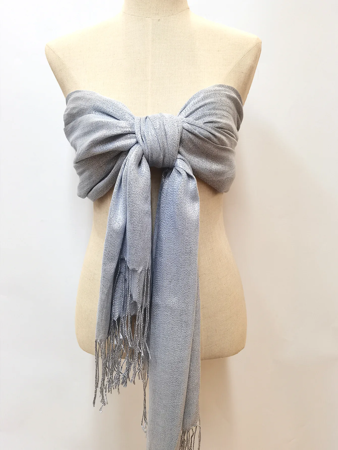 Exclusive For New   Women's Shawl Autumn And Summer Women Tassel Silver Silk Ball Dinner Party Scarf display picture 23