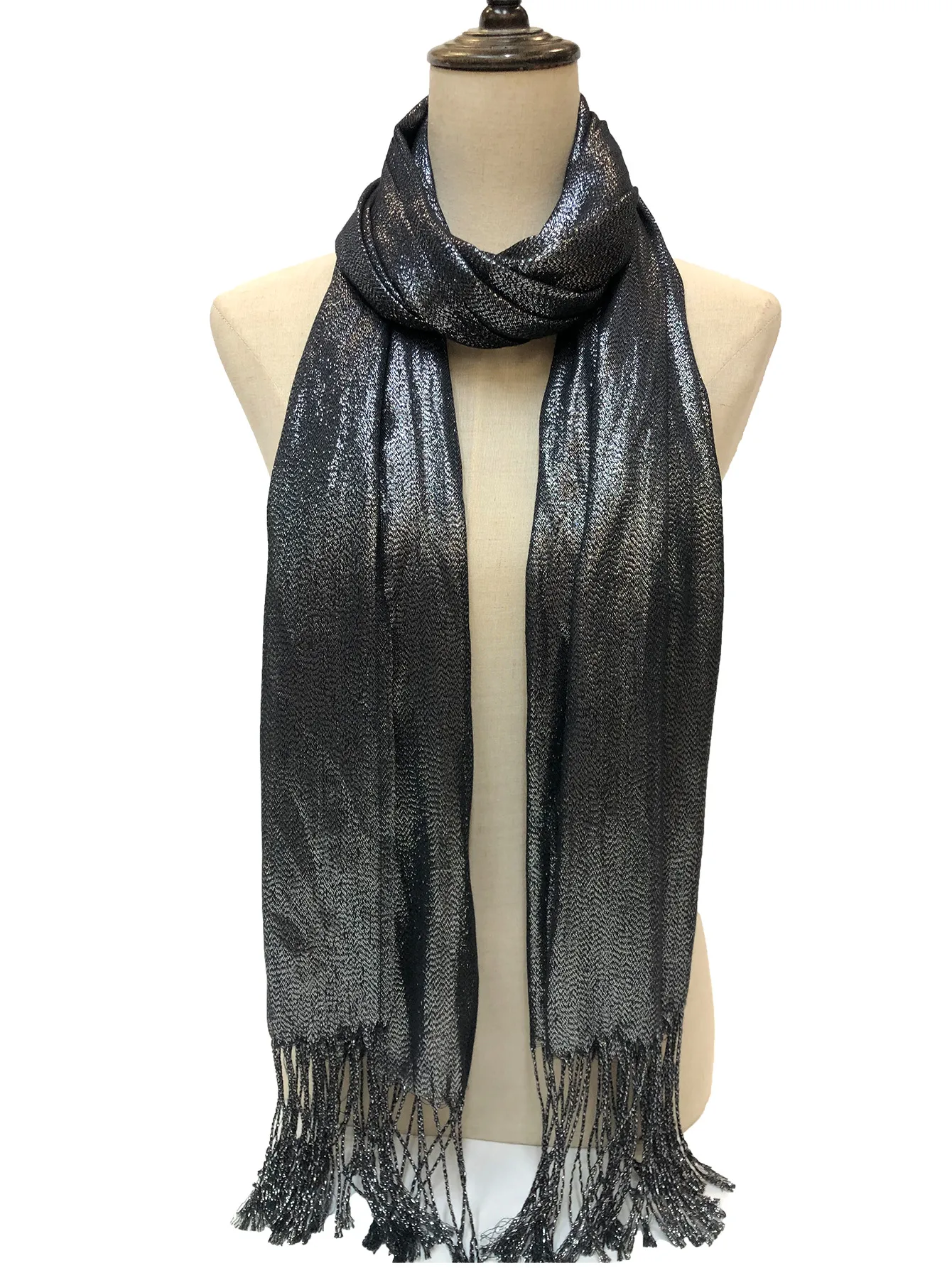 Exclusive For New   Women's Shawl Autumn And Summer Women Tassel Silver Silk Ball Dinner Party Scarf display picture 29
