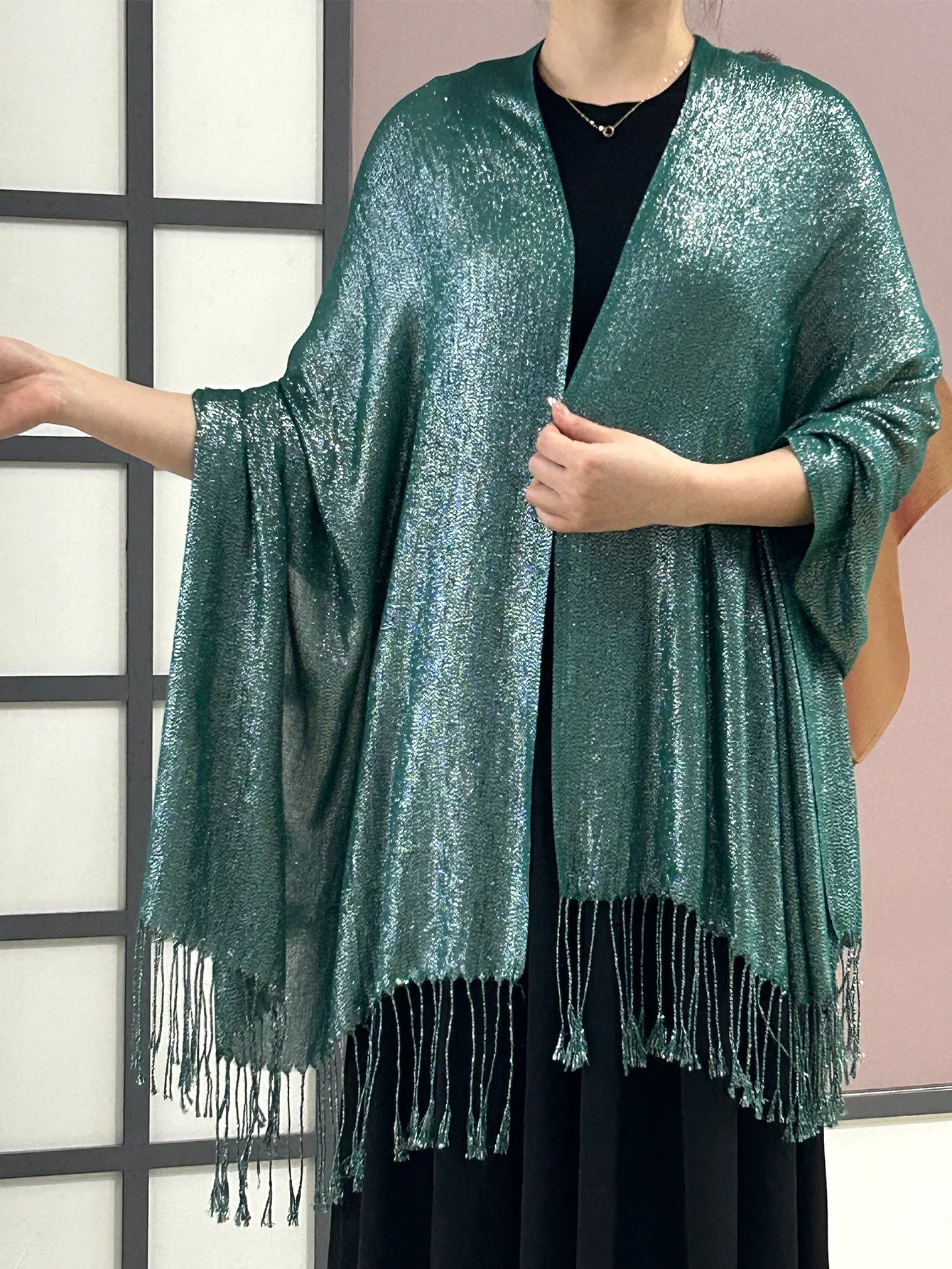 Exclusive For New   Women's Shawl Autumn And Summer Women Tassel Silver Silk Ball Dinner Party Scarf display picture 32