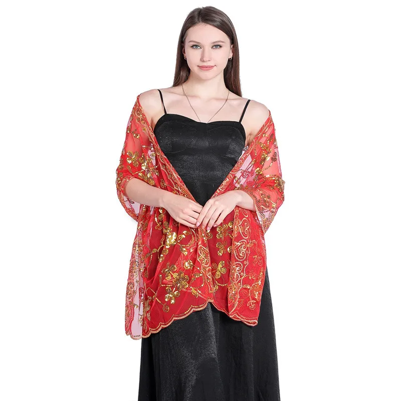 Hot New Arrival Sequin Shawl Wedding Dress Evening Dress Cheongsam Shawl Bridesmaid Shawl Scarf Women display picture 33