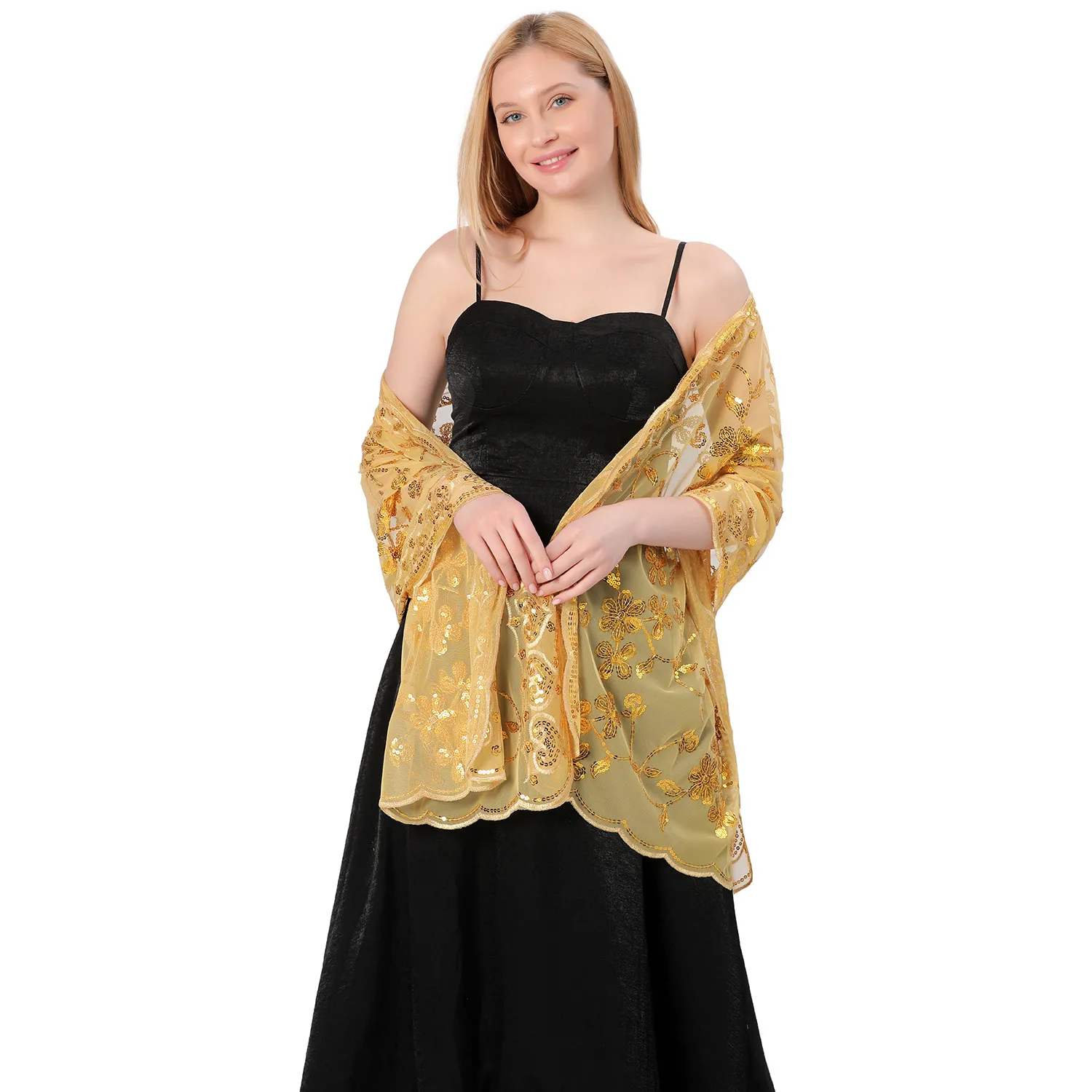 Hot New Arrival Sequin Shawl Wedding Dress Evening Dress Cheongsam Shawl Bridesmaid Shawl Scarf Women display picture 2