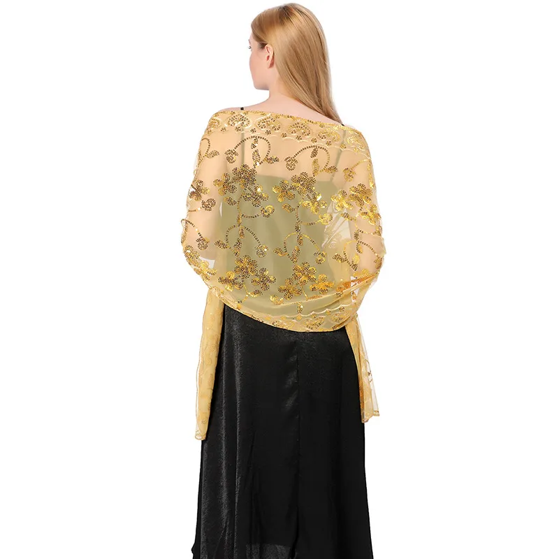 Hot New Arrival Sequin Shawl Wedding Dress Evening Dress Cheongsam Shawl Bridesmaid Shawl Scarf Women display picture 3