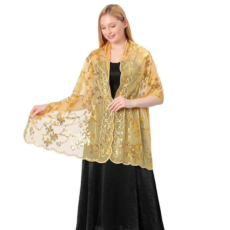 Hot New Arrival Sequin Shawl Wedding Dress Evening Dress Cheongsam Shawl Bridesmaid Shawl Scarf Women display picture 6