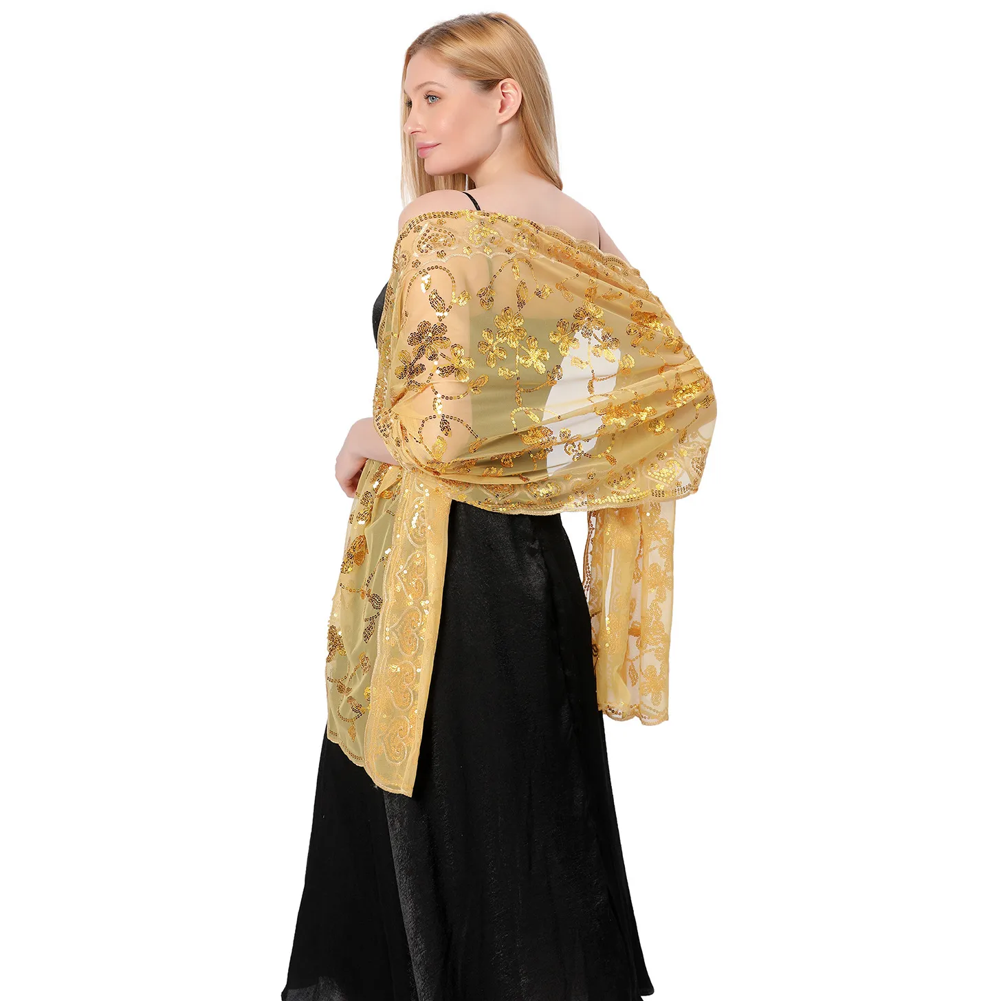 Hot New Arrival Sequin Shawl Wedding Dress Evening Dress Cheongsam Shawl Bridesmaid Shawl Scarf Women display picture 7