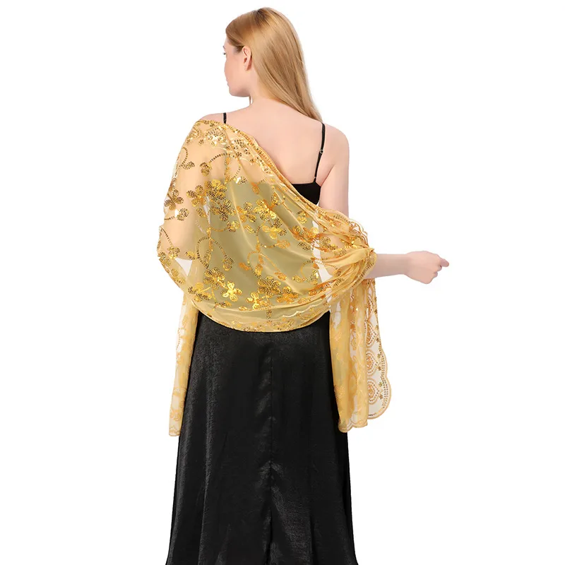 Hot New Arrival Sequin Shawl Wedding Dress Evening Dress Cheongsam Shawl Bridesmaid Shawl Scarf Women display picture 8