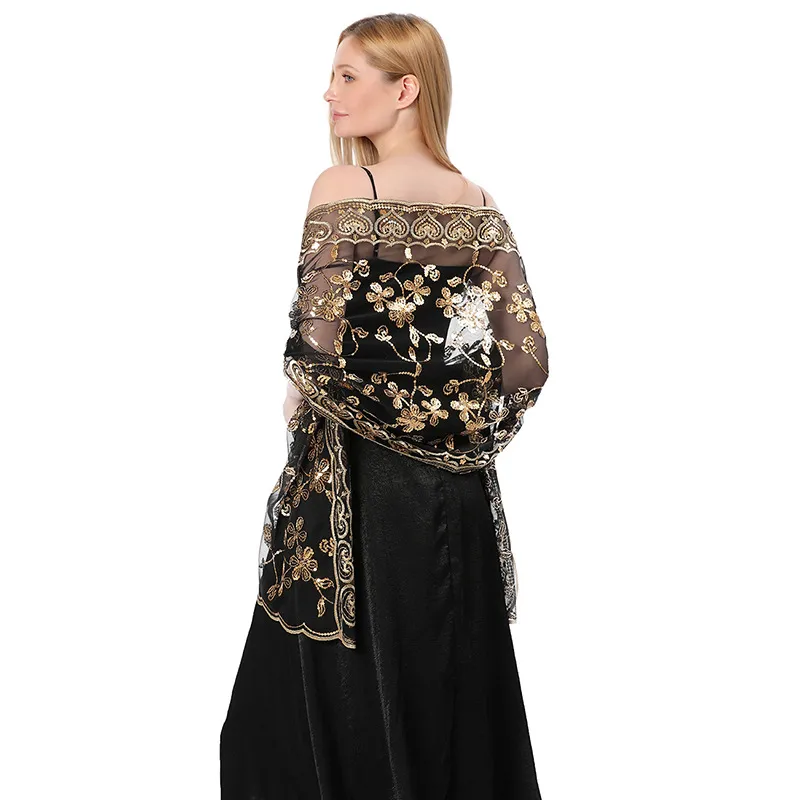Hot New Arrival Sequin Shawl Wedding Dress Evening Dress Cheongsam Shawl Bridesmaid Shawl Scarf Women display picture 9
