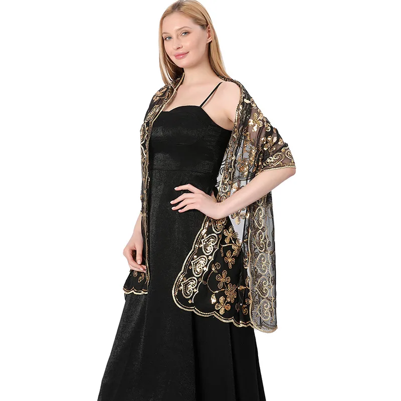 Hot New Arrival Sequin Shawl Wedding Dress Evening Dress Cheongsam Shawl Bridesmaid Shawl Scarf Women display picture 10