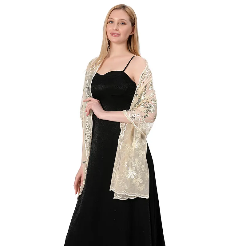 Hot New Arrival Sequin Shawl Wedding Dress Evening Dress Cheongsam Shawl Bridesmaid Shawl Scarf Women display picture 12