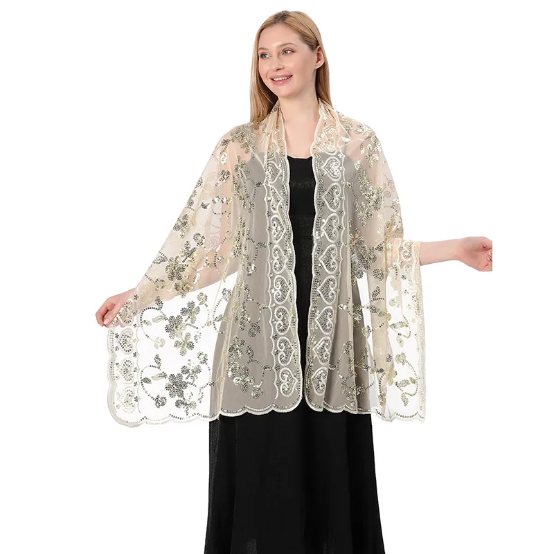 Hot New Arrival Sequin Shawl Wedding Dress Evening Dress Cheongsam Shawl Bridesmaid Shawl Scarf Women display picture 14