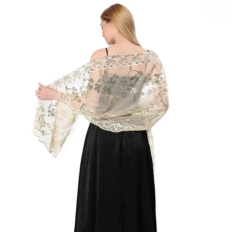 Hot New Arrival Sequin Shawl Wedding Dress Evening Dress Cheongsam Shawl Bridesmaid Shawl Scarf Women display picture 15