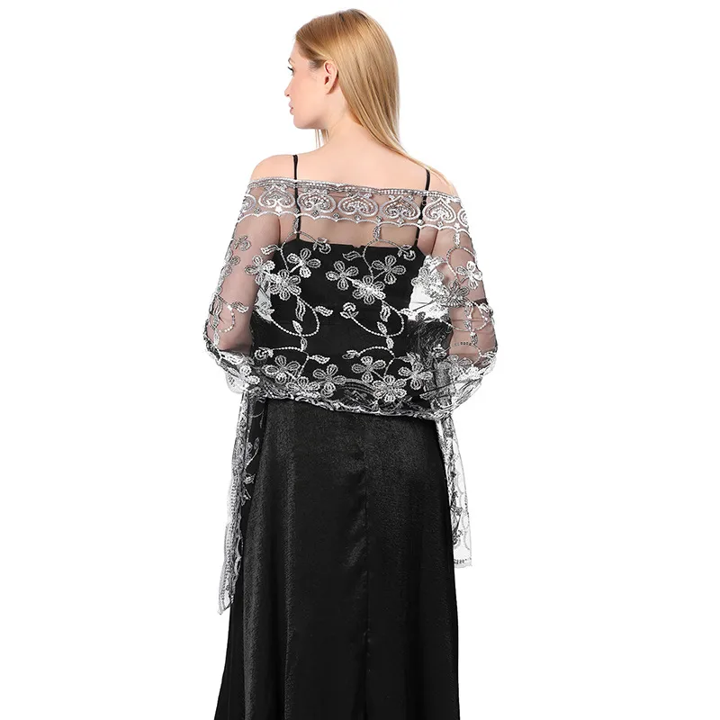 Hot New Arrival Sequin Shawl Wedding Dress Evening Dress Cheongsam Shawl Bridesmaid Shawl Scarf Women display picture 16