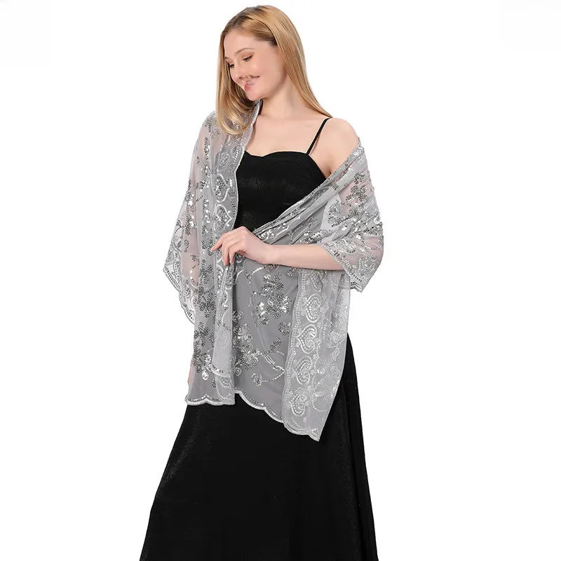 Hot New Arrival Sequin Shawl Wedding Dress Evening Dress Cheongsam Shawl Bridesmaid Shawl Scarf Women display picture 17