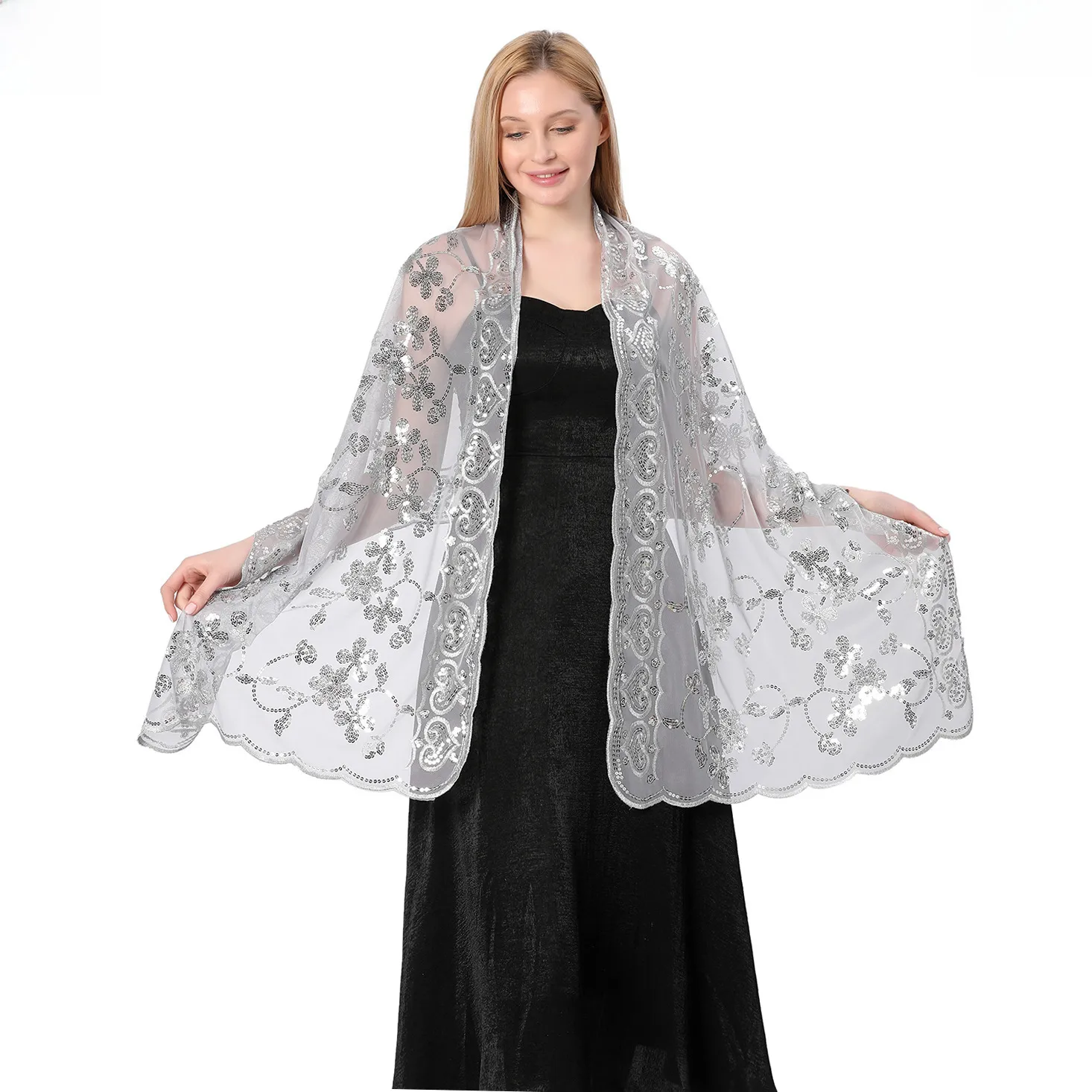Hot New Arrival Sequin Shawl Wedding Dress Evening Dress Cheongsam Shawl Bridesmaid Shawl Scarf Women display picture 19
