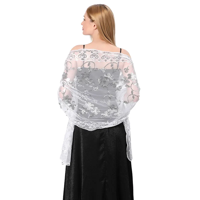 Hot New Arrival Sequin Shawl Wedding Dress Evening Dress Cheongsam Shawl Bridesmaid Shawl Scarf Women display picture 21