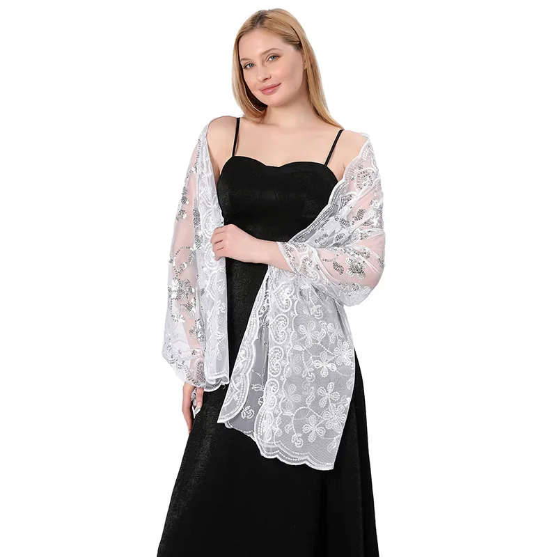 Hot New Arrival Sequin Shawl Wedding Dress Evening Dress Cheongsam Shawl Bridesmaid Shawl Scarf Women display picture 22