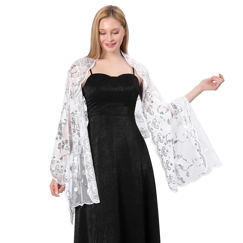 Hot New Arrival Sequin Shawl Wedding Dress Evening Dress Cheongsam Shawl Bridesmaid Shawl Scarf Women display picture 24