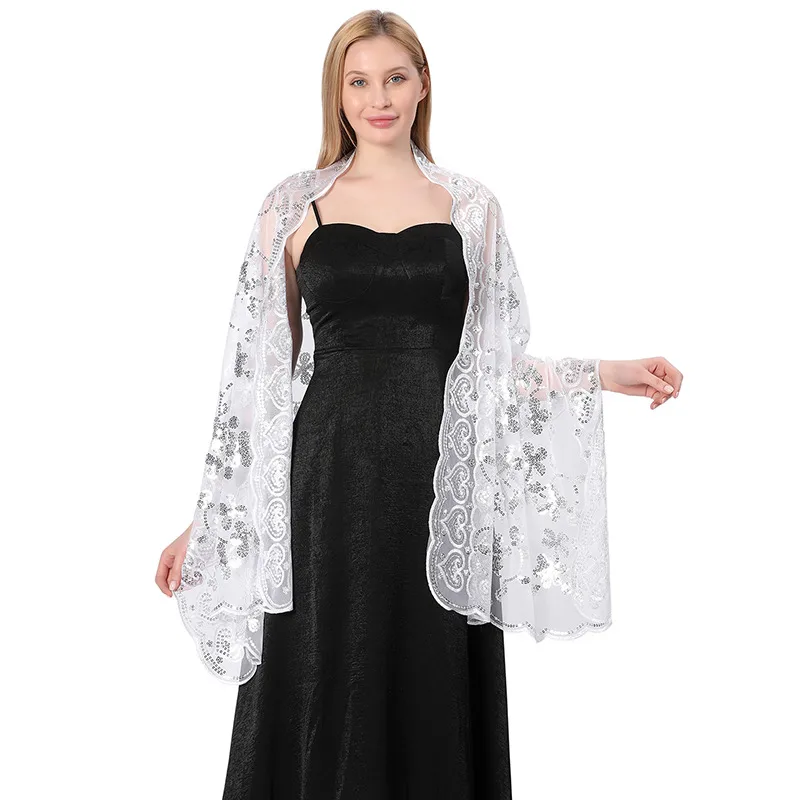 Hot New Arrival Sequin Shawl Wedding Dress Evening Dress Cheongsam Shawl Bridesmaid Shawl Scarf Women display picture 25