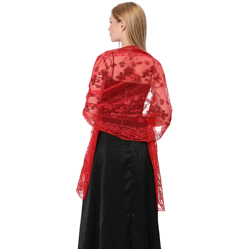 Hot New Arrival Sequin Shawl Wedding Dress Evening Dress Cheongsam Shawl Bridesmaid Shawl Scarf Women display picture 27