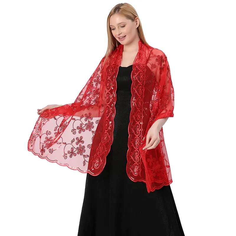 Hot New Arrival Sequin Shawl Wedding Dress Evening Dress Cheongsam Shawl Bridesmaid Shawl Scarf Women display picture 28