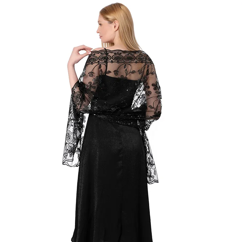 Hot New Arrival Sequin Shawl Wedding Dress Evening Dress Cheongsam Shawl Bridesmaid Shawl Scarf Women display picture 31