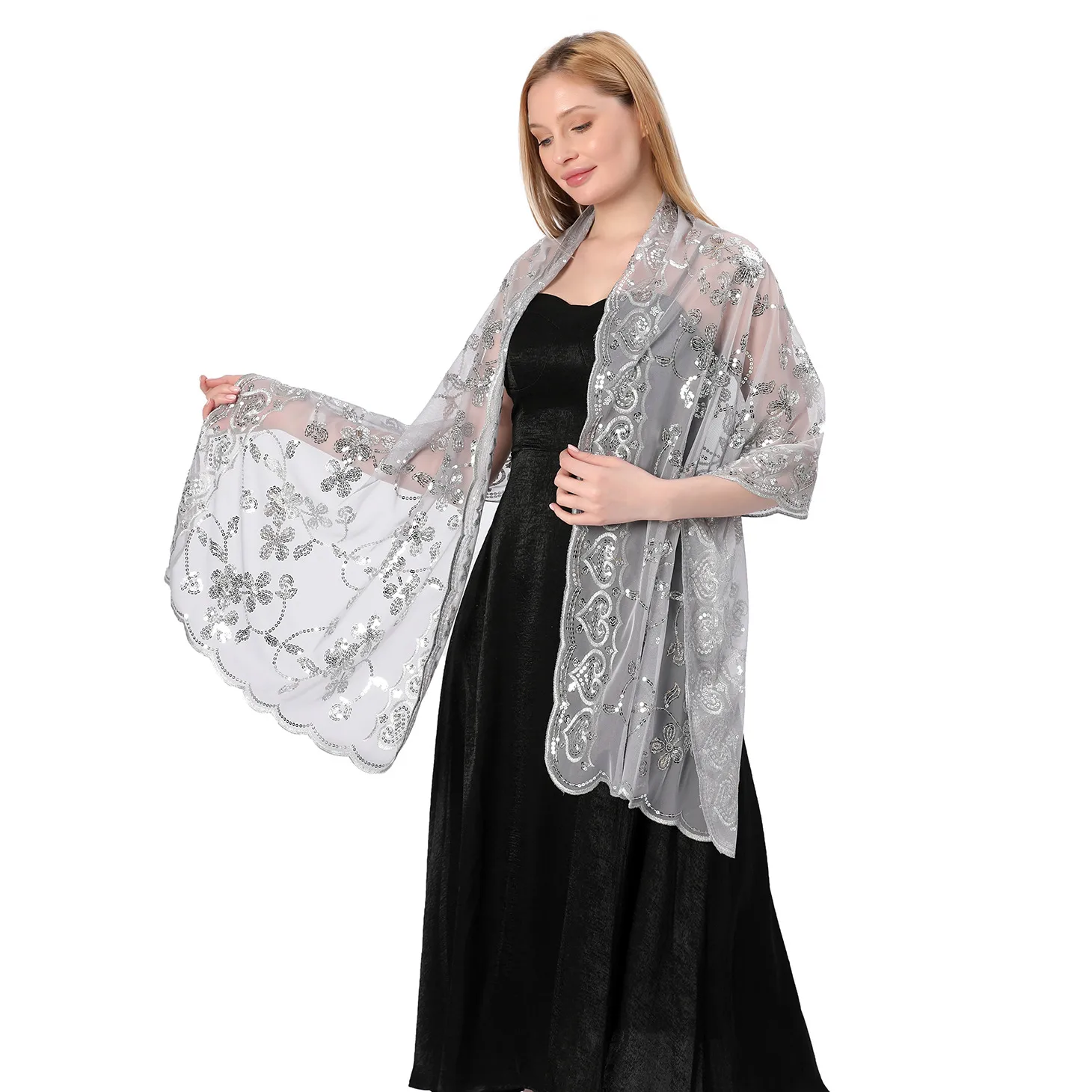 Hot New Arrival Sequin Shawl Wedding Dress Evening Dress Cheongsam Shawl Bridesmaid Shawl Scarf Women display picture 32