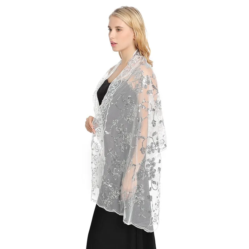 Hot New Arrival Sequin Shawl Wedding Dress Evening Dress Cheongsam Shawl Bridesmaid Shawl Scarf Women display picture 39