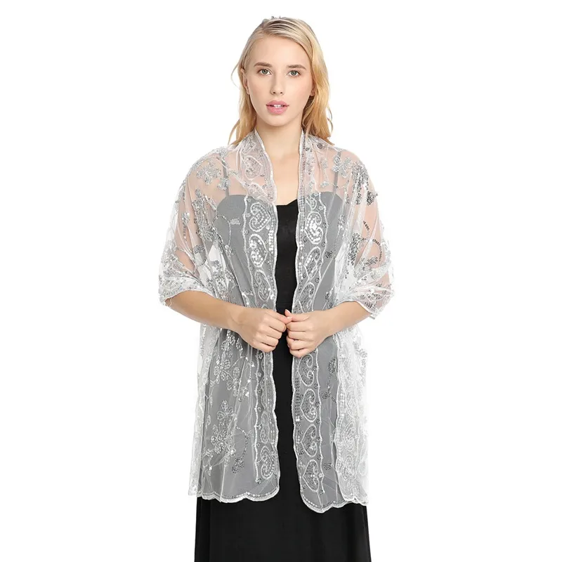 Hot New Arrival Sequin Shawl Wedding Dress Evening Dress Cheongsam Shawl Bridesmaid Shawl Scarf Women display picture 40