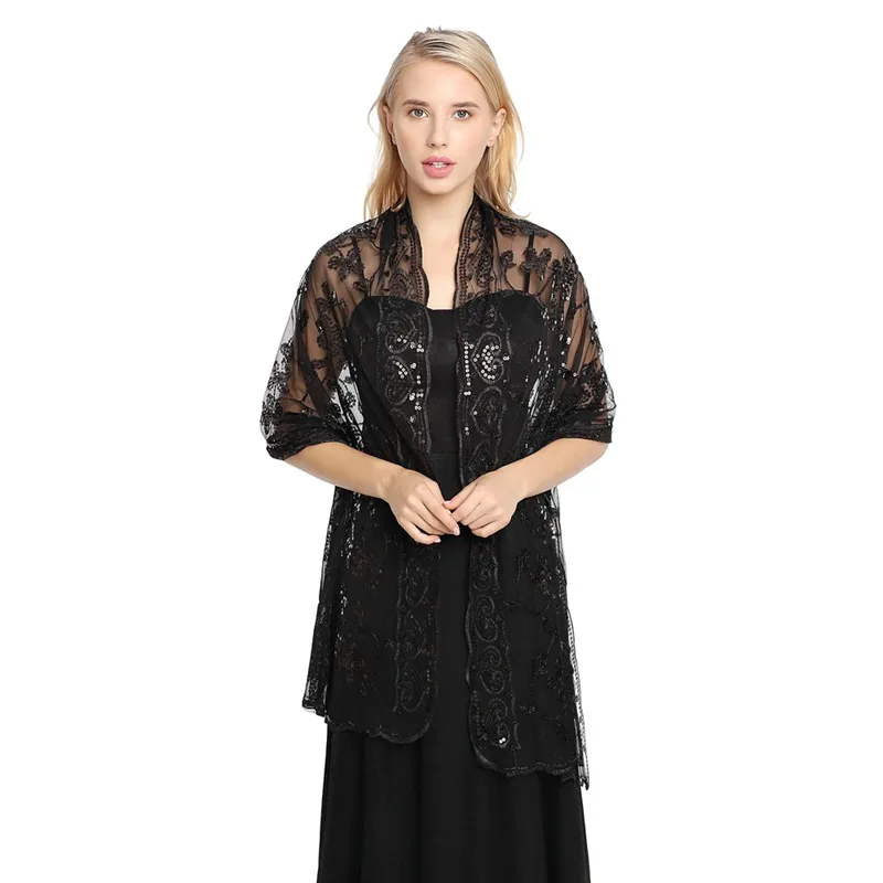 Hot New Arrival Sequin Shawl Wedding Dress Evening Dress Cheongsam Shawl Bridesmaid Shawl Scarf Women display picture 41