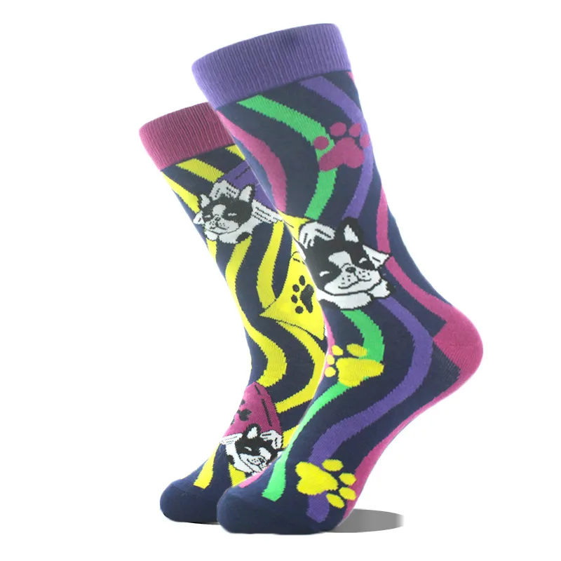 All Polyester Socks   Fashion Brand Animal Music Pepper Pattern Fashionable Polyester Socks Men's Medium Polyester Socks display picture 40