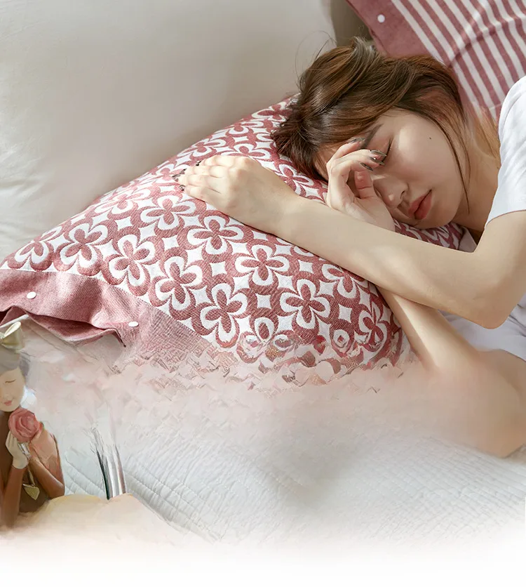 Cotton Gauze Pillowcase One-piece All-inclusive Side Snap Button Fixed Non-slip Pillowcase Cotton Pillow Cover One-piece display picture 4