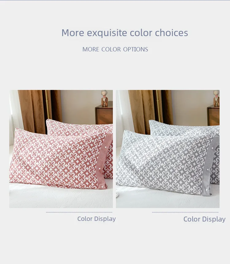 Cotton Gauze Pillowcase One-piece All-inclusive Side Snap Button Fixed Non-slip Pillowcase Cotton Pillow Cover One-piece display picture 12