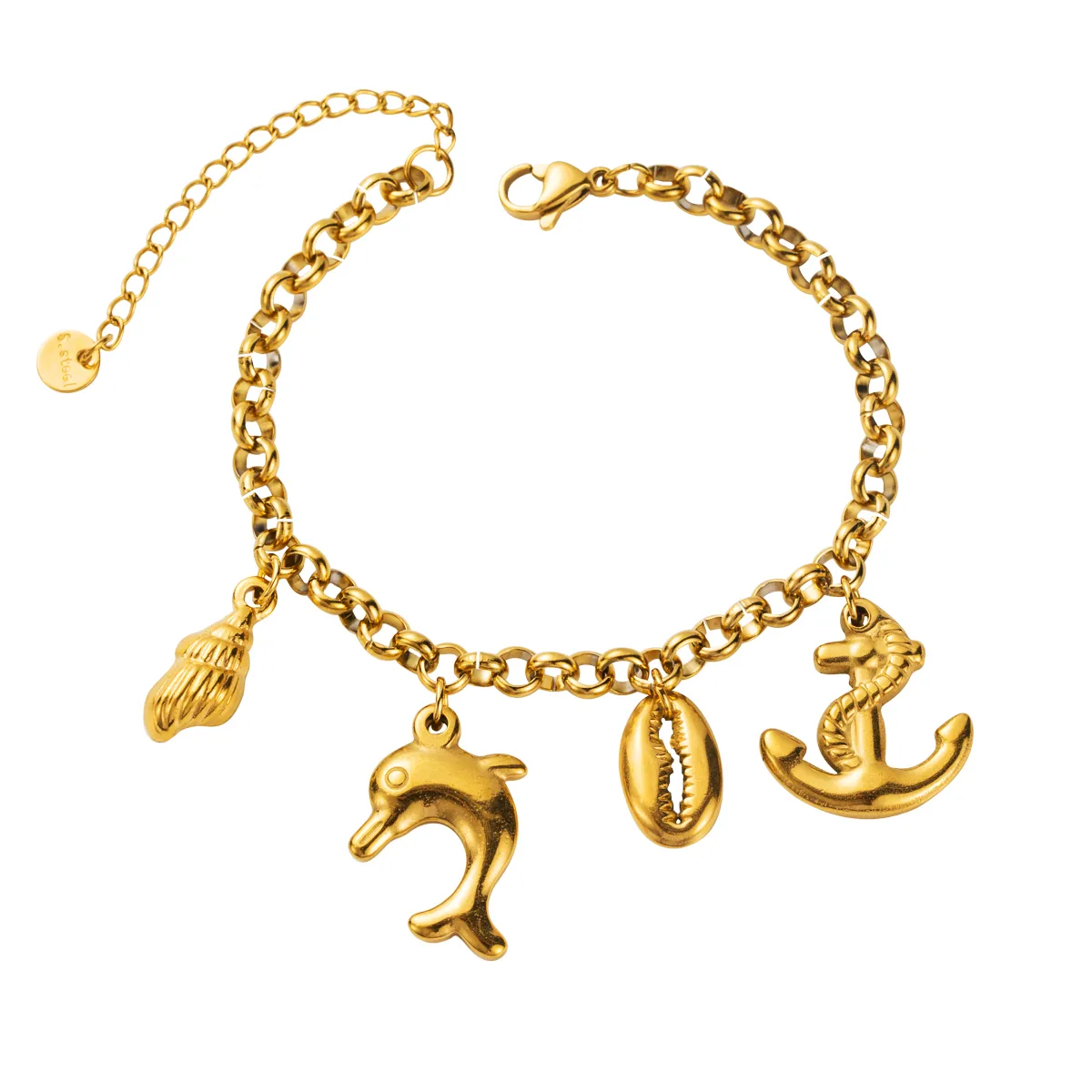 Casual Beach Starfish Dolphin Hippocampus 304 Stainless Steel Bracelets In Bulk display picture 4