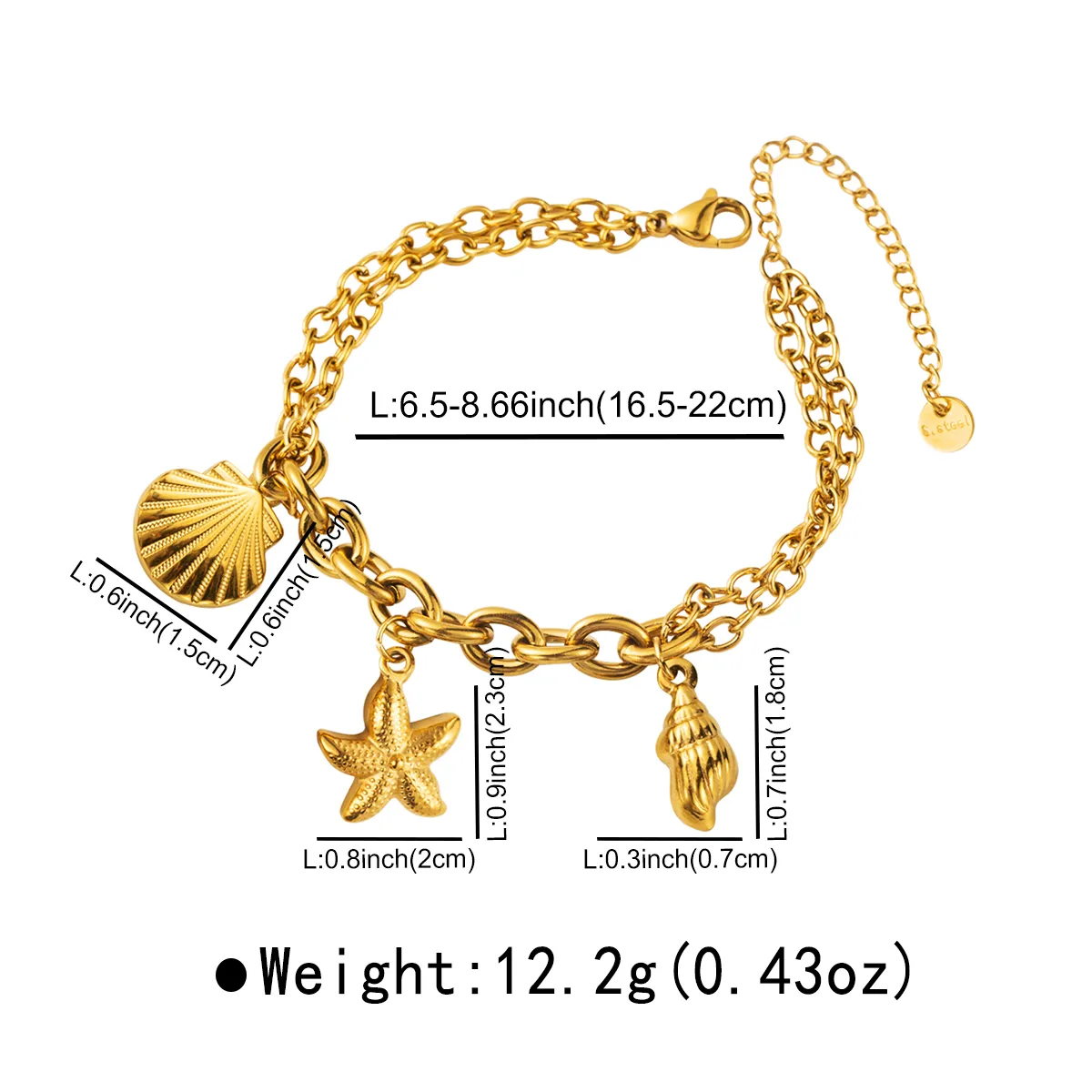 Casual Beach Starfish Dolphin Hippocampus 304 Stainless Steel Bracelets In Bulk display picture 12