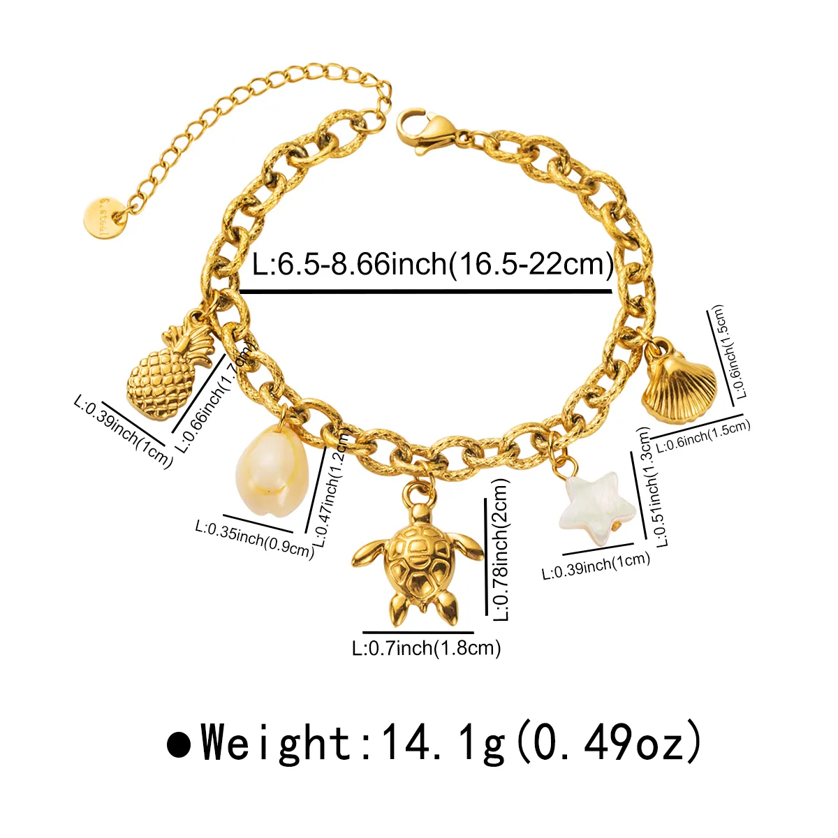 Casual Beach Starfish Dolphin Hippocampus 304 Stainless Steel Bracelets In Bulk display picture 14