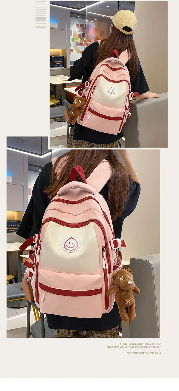 Solid Color Casual Daily Shopping Women's Backpack display picture 6