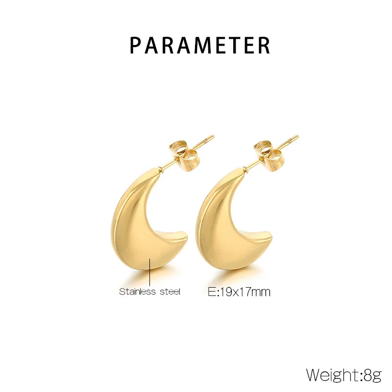 1 Pair Vintage Style C Shape Semicircle 304 Stainless Steel 18K Gold Plated Ear Studs display picture 1
