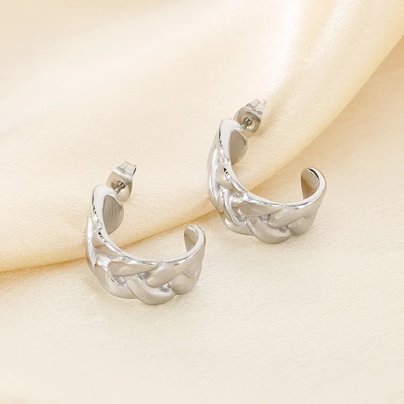 1 Pair Vintage Style C Shape Semicircle 304 Stainless Steel 18K Gold Plated Ear Studs display picture 12