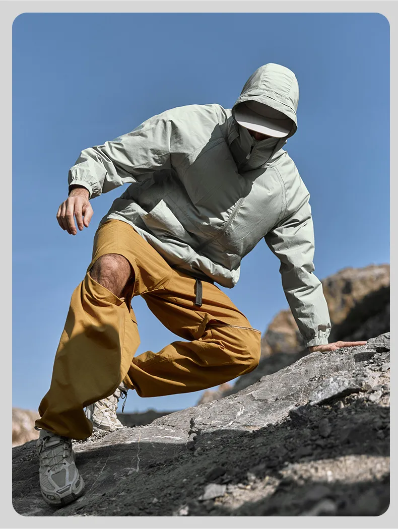 Jie Zhan Men's Wear | UPF100 Light Original Yarn Sunscreen Clothing  Spring/Summer New Outdoor Sunscreen Clothing Hooded Coat display picture 3